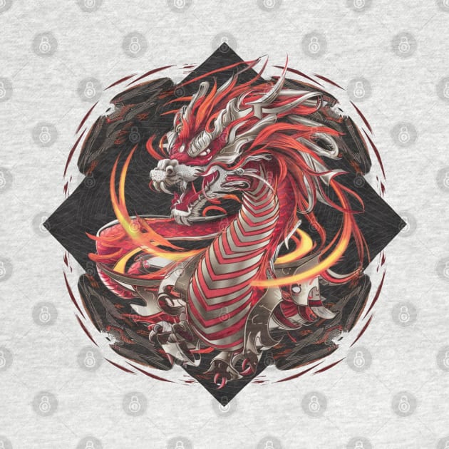 "Celestial Fire: Year of the Dragon Ukiyo-e" - Chinese Zodiac Dragon by stickercuffs